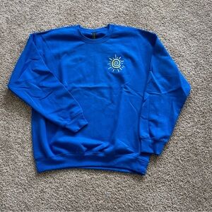 Simply Sage Market Embroidered Summer Sun Sweatshirt - blue - L - NEW